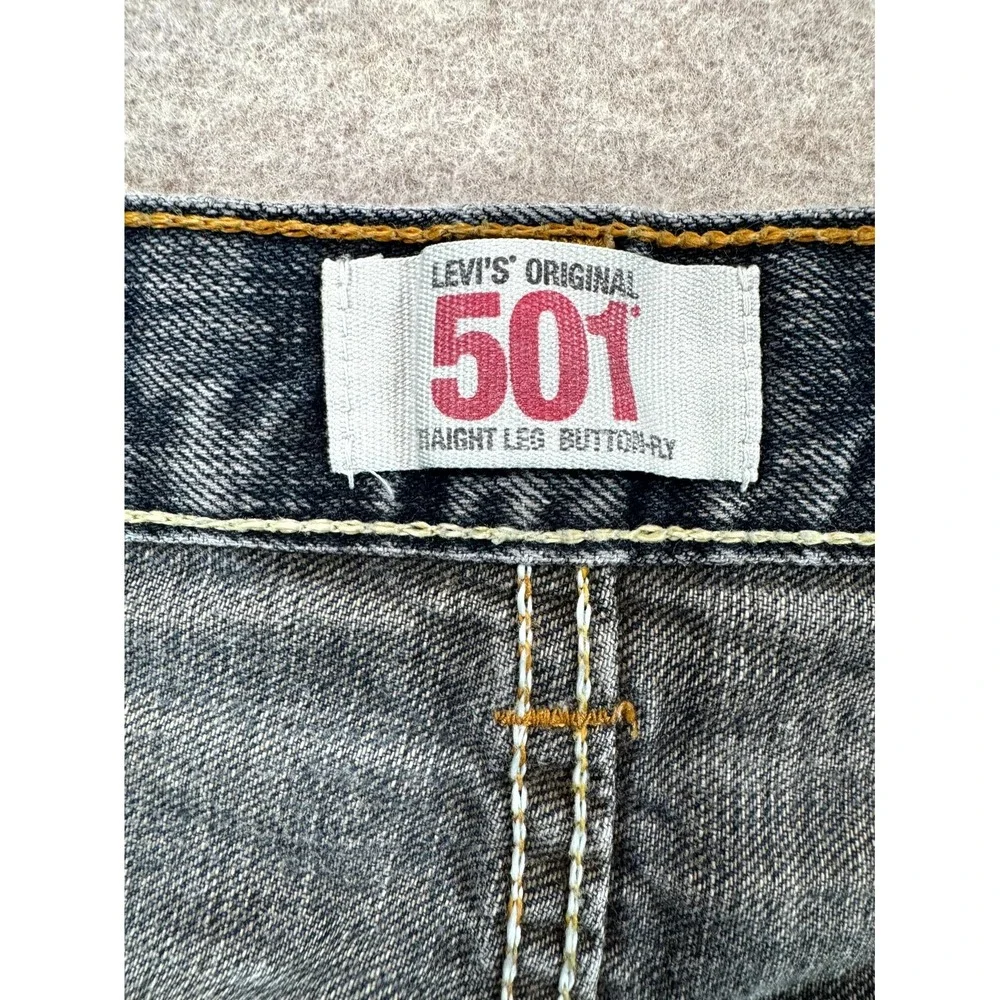 Levi's 501 Original Jeans Mens 36x32 Blue Denim Grunge Button Fly Straight Leg
